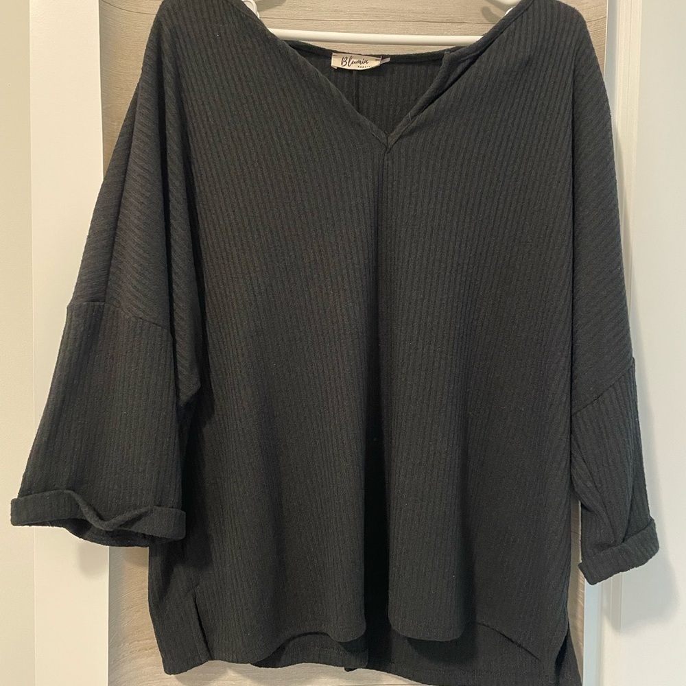 BLUMIN Elegant Black V-Neck Blouse- NWOT